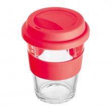 Pahar din sticla cu manson si capac, 300 ml