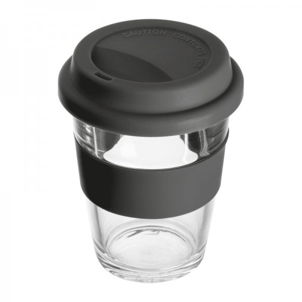 Pahar din sticla cu manson si capac, 300 ml
