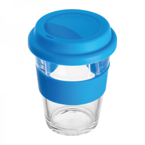 Pahar din sticla cu manson si capac, 300 ml