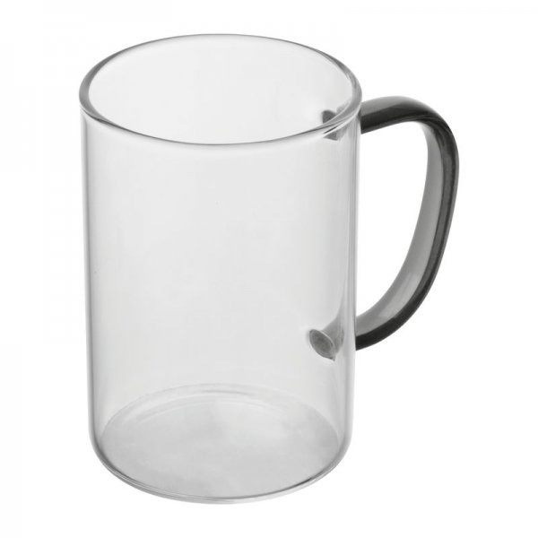 Pahar din sticla cu maner colorat, 250 ml