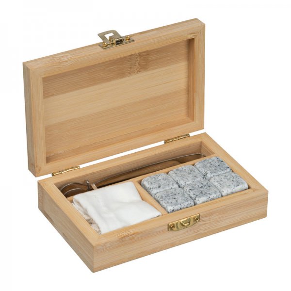 Set cuburi de granit in cutie bambus